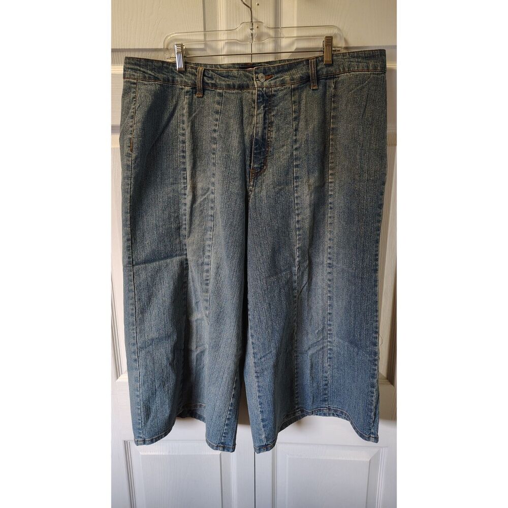Vintage Y2K Zoey Beth Seamed Wide Leg Denim Culottes Capris – Plus Size 20